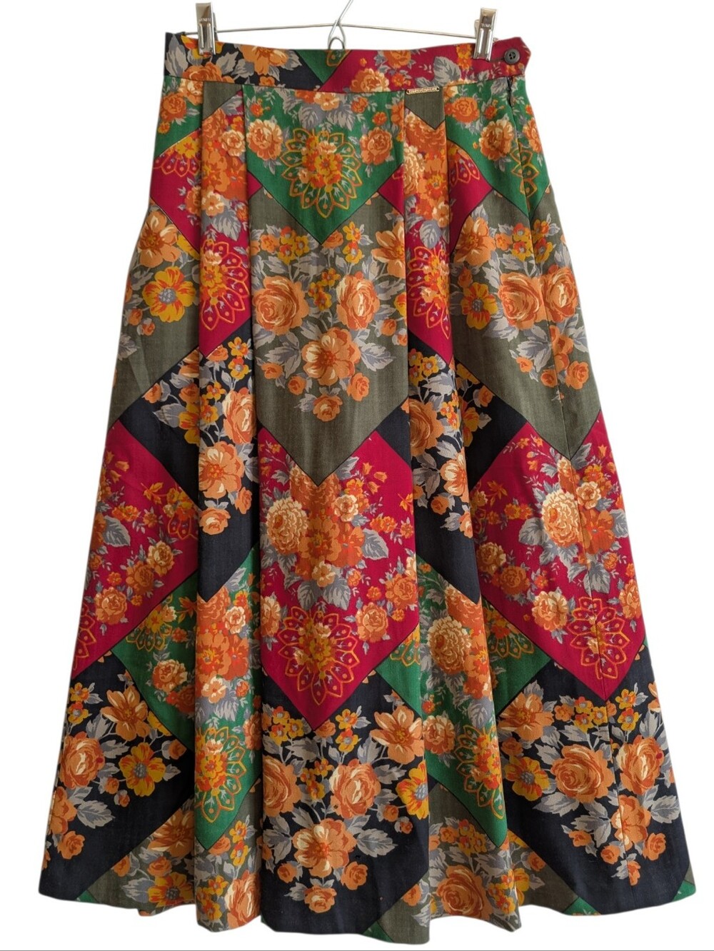 Geiger Vintage 100% Wool A-Line Skirt Pleated Floral W28 Fall Austria